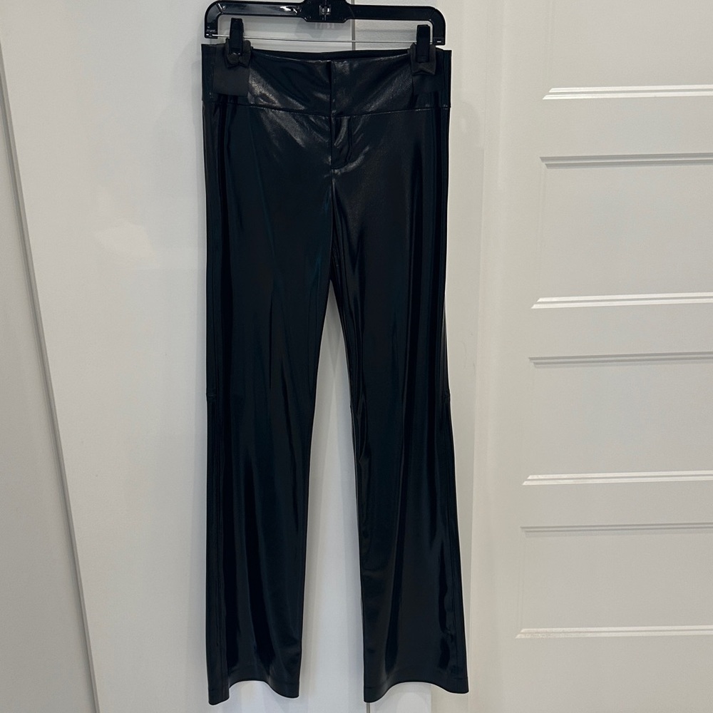 Alice + Olivia Black Faux Leather Boot-Cut Pants